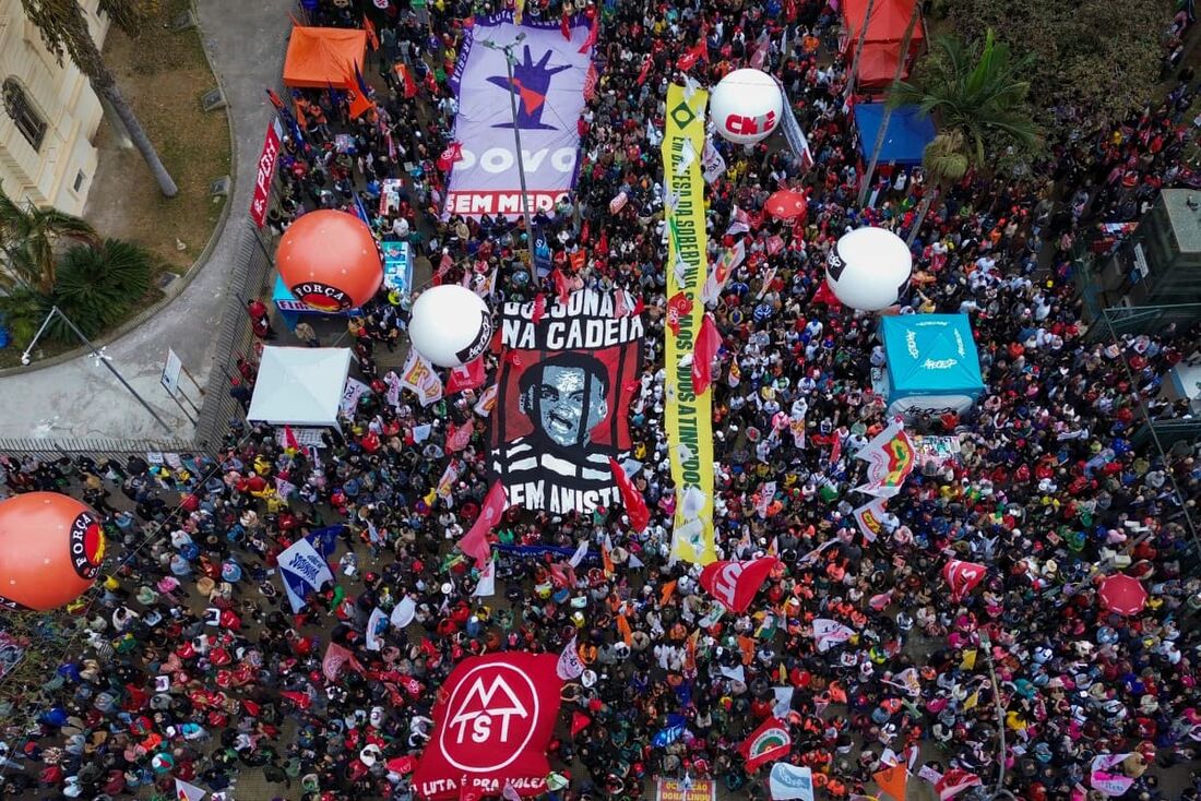 Manifestação da esquerda brasileira em São Paulo, neste domingo, 7 de Setembro