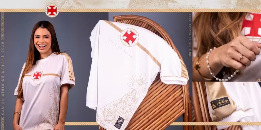 Lexa é modelo do Vasco em camisa em homenagem ao Círio de Nazaré