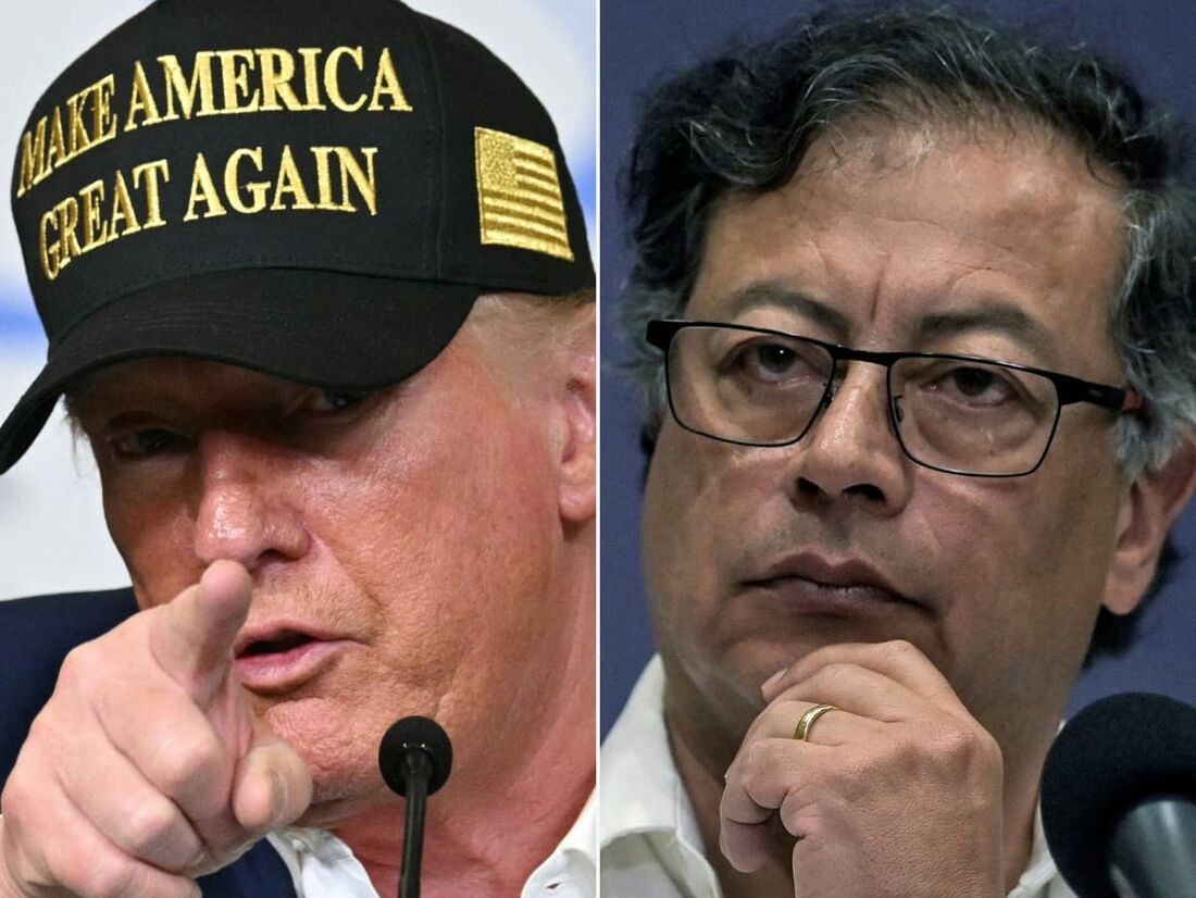 O presidente dos EUA, Donald Trump, e o presidente colombiano, Gustavo Petro