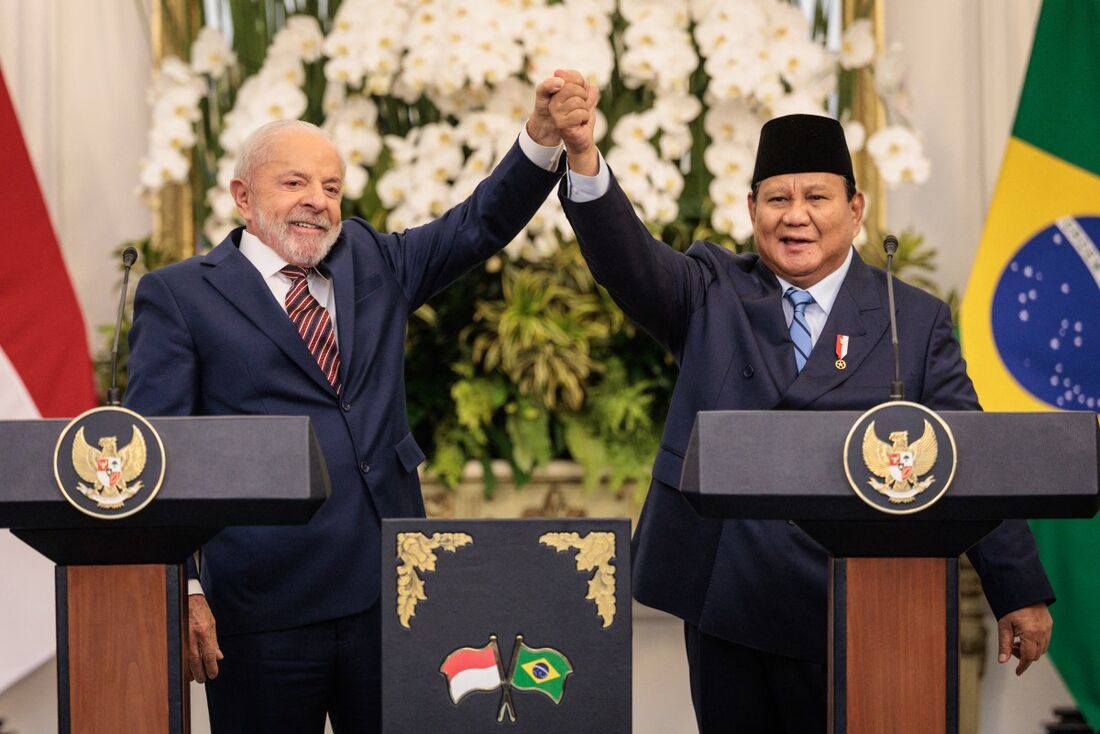 Presidente Lula e Prabowo Subianto, presidente da Indonésia