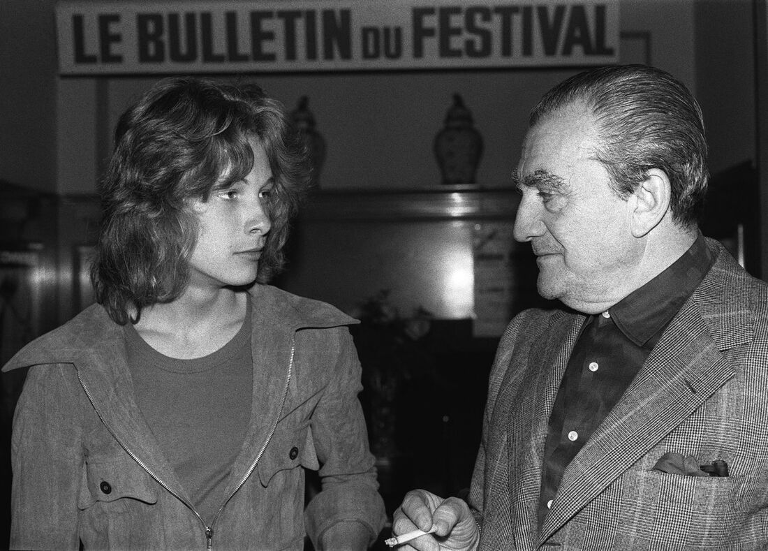 O ator Björn Andrésen, ao lado do diretor Luchino Visconti