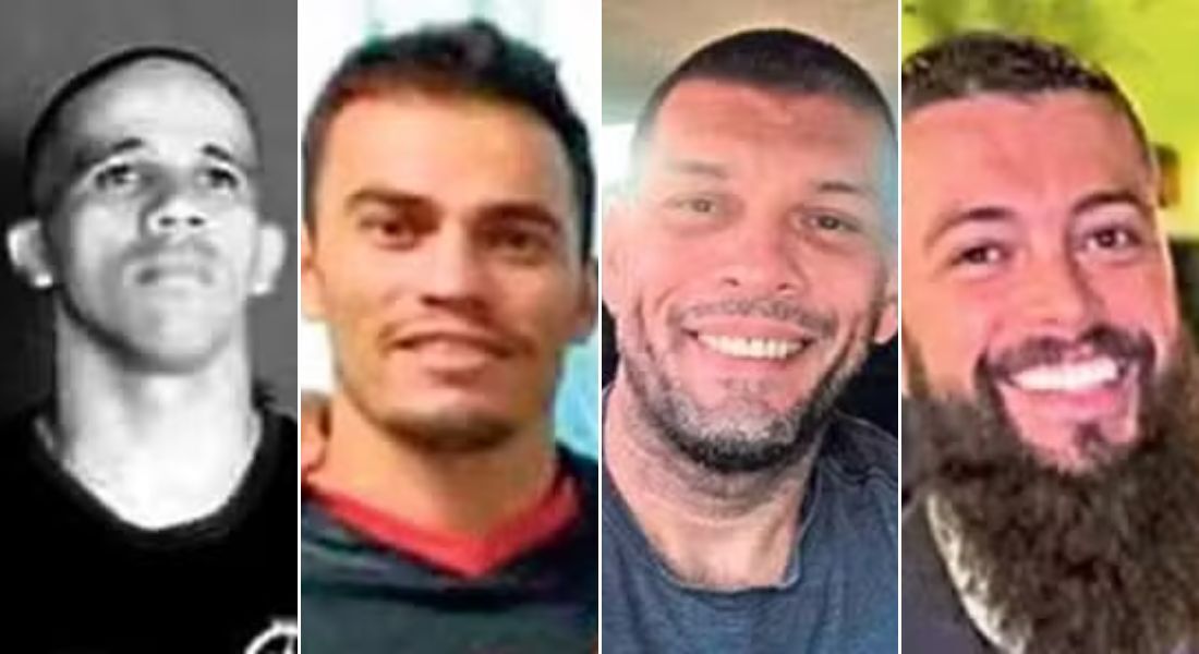 Cleiton Serafim Gonçalves. PM de 42 anos; Heber Carvalho da Fonseca. PM de 39 anos; Marcos Vinicius Carvalho. Policial civil; Rodrigo Cabral. Há dois meses na Polícia Civil