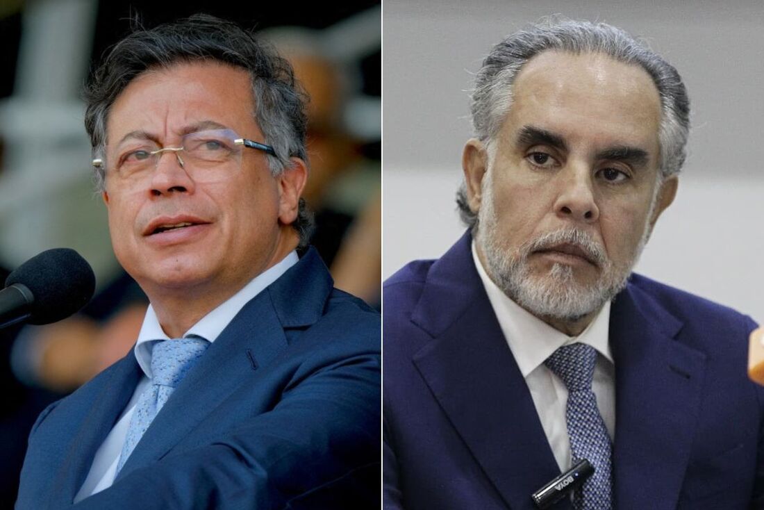 O presidente colombiano, Gustavo Petro, e seu ministro do Interior, Armando Benedetti