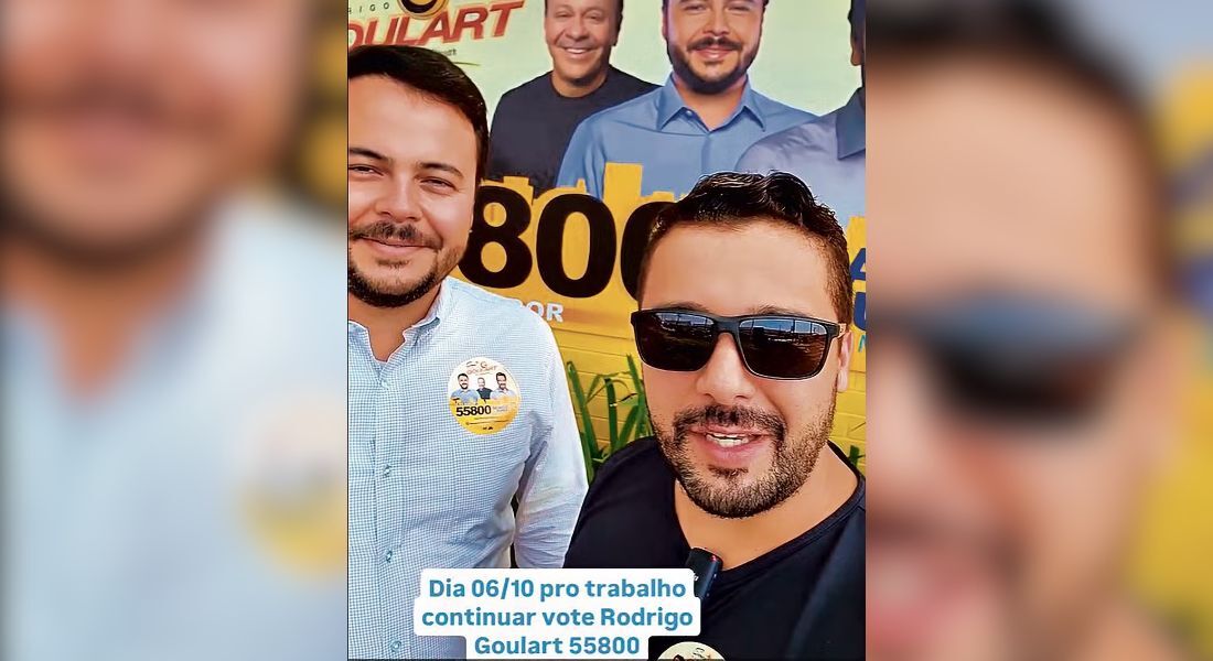 Davi Goulart (de óculos) pede voto para o primo se eleger vereador