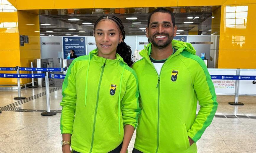 Laryssa Vitória e o técnico Ismael Marques, representantes do Recife no Parapan-Americano de Jovens no Chile