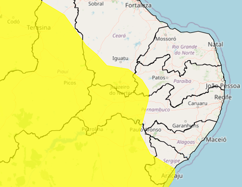 No estado serão atingidos municípios do Sertão pernambucano e o Sertão de São Francisco