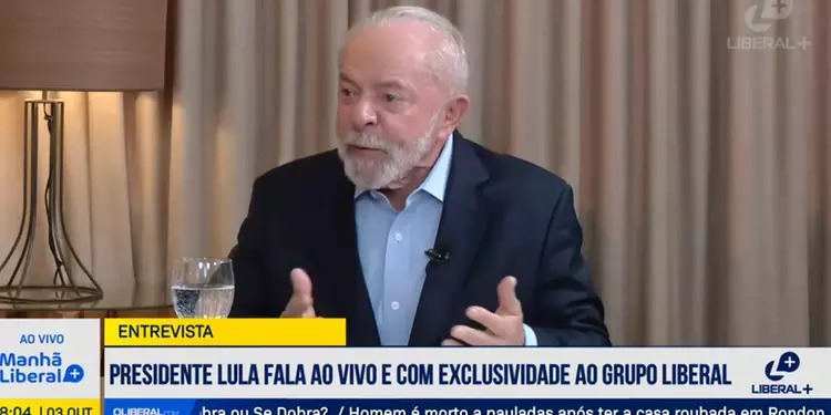 O presidente Luiz Inácio Lula da Silva deu uma entrevista à TV Liberal, afiliada da TV Globo no Pará