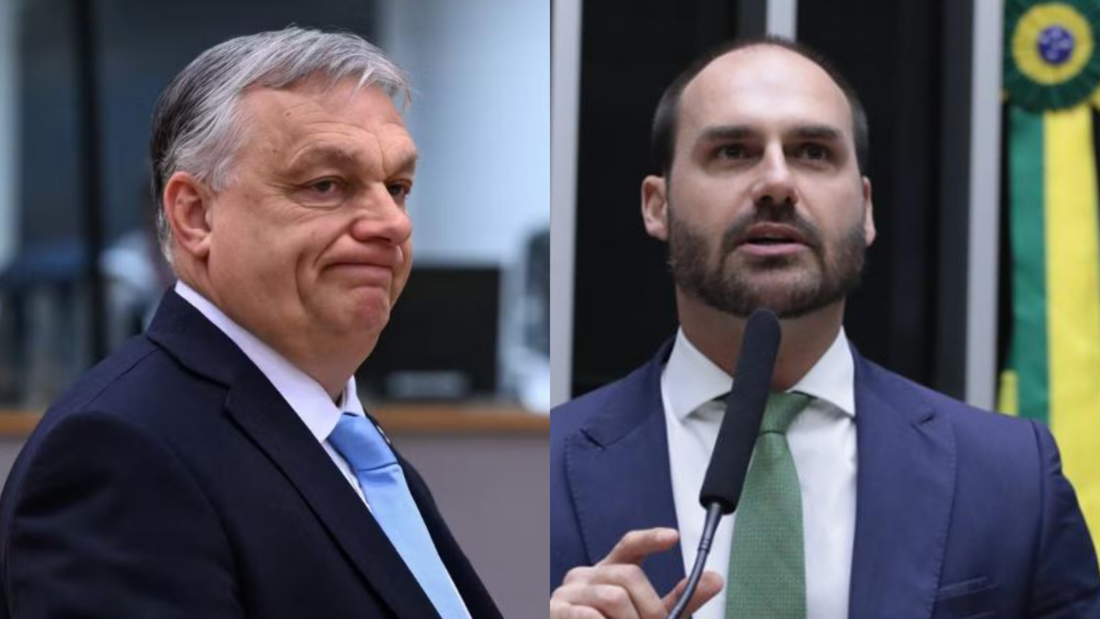 O primeiro-ministro da Hungria Viktor Orbán e o deputado federal Eduardo Bolsonaro