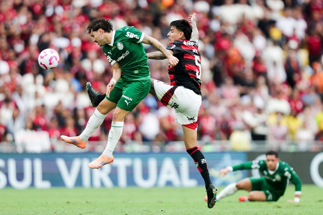 Lance de Flamengo x Palmeiras pelo Brasileirão 2025