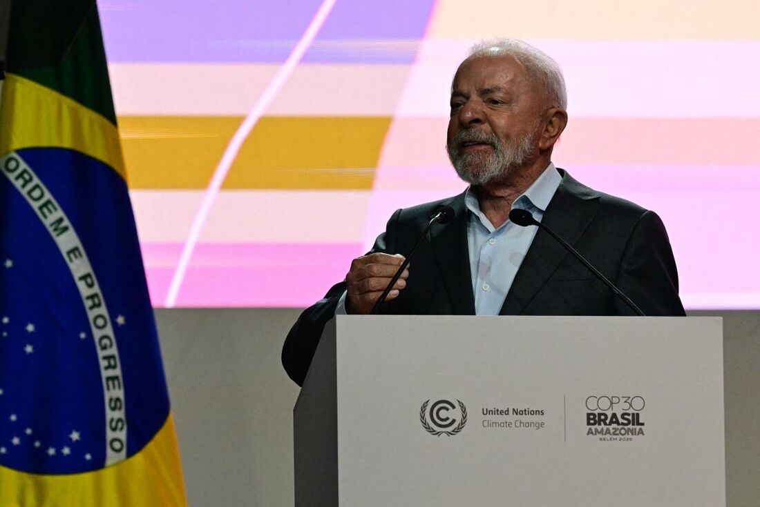O presidente do Brasil, Luiz Inácio Lula da Silva, discursa durante a cerimônia de abertura da COP30O presidente do Brasil, Luiz Inácio Lula da Silva
