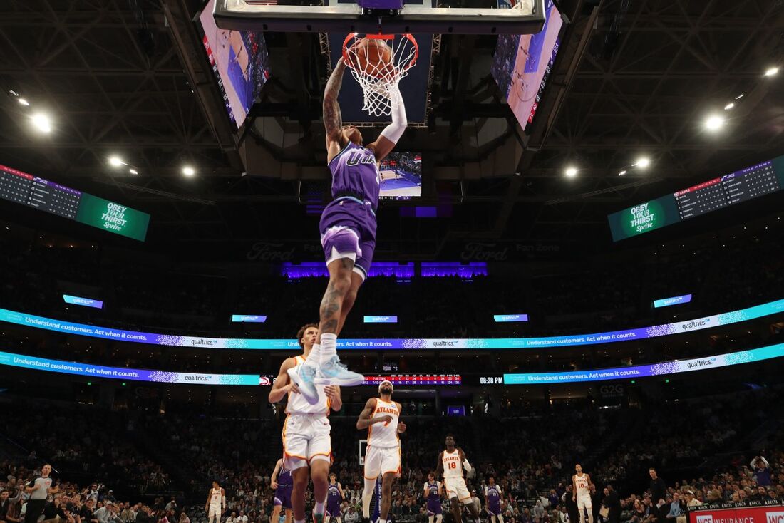 Keyonte George durante partida entre Utah Jazz e Chicago Bulls