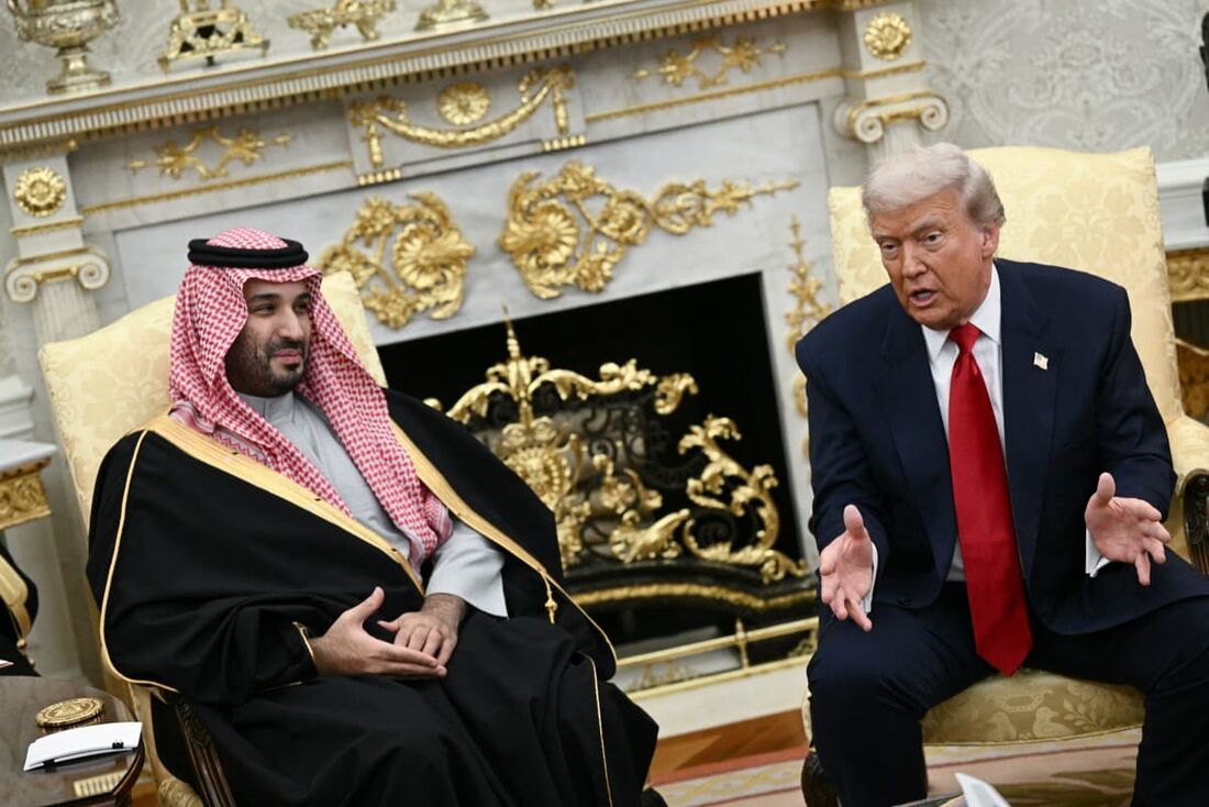 O presidente dos EUA, Donald Trump, se reúne com o príncipe herdeiro e primeiro-ministro do Reino da Arábia Saudita, Mohammed bin Salman