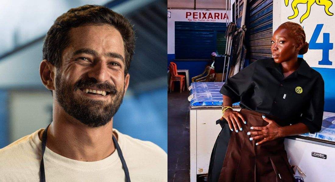 O chef Kaywa Hilton recebe Glory Kabé no restaurante Boia, em Salvador