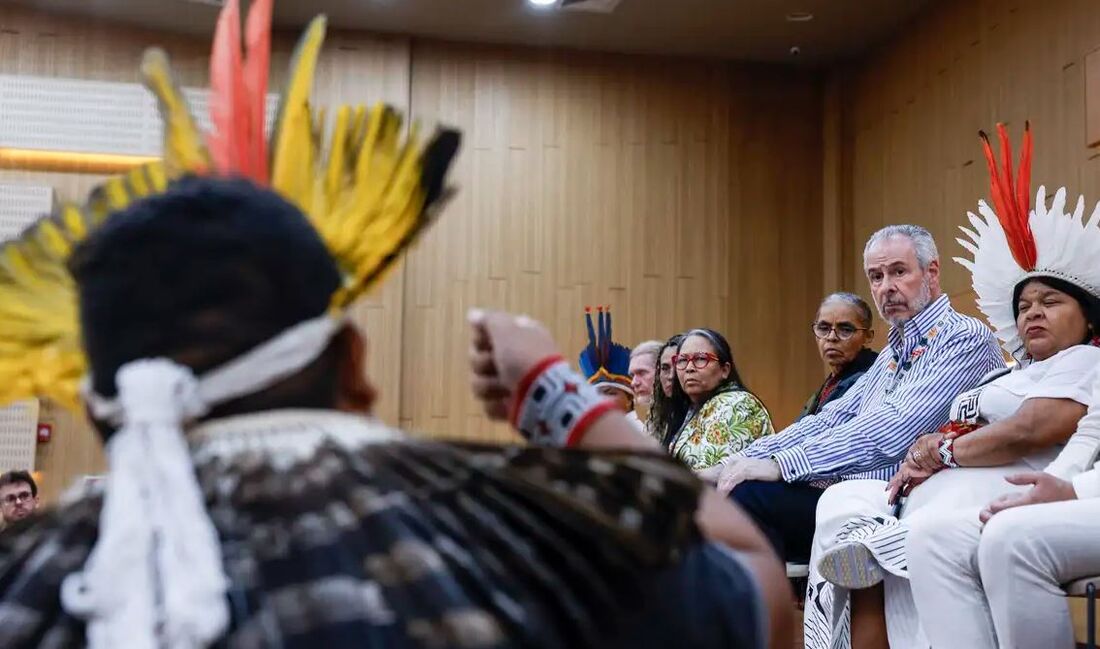 Além de Corrêa do Lago, o encontro contou com as presenças das ministras Sônia Guajajara (Povos Indígenas) e Marina Silva (Meio Ambiente e Mudança do Clima).