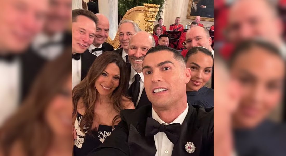 Cristiano Ronaldo tirou uma selfie ao lado de Elon Musk e várias outras figuras influentes em Washington 