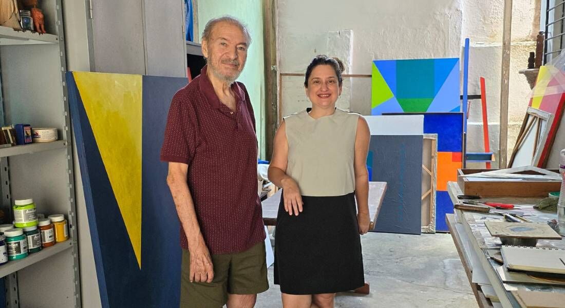 Raul Córdula e a galerista Cecília Ribeiro