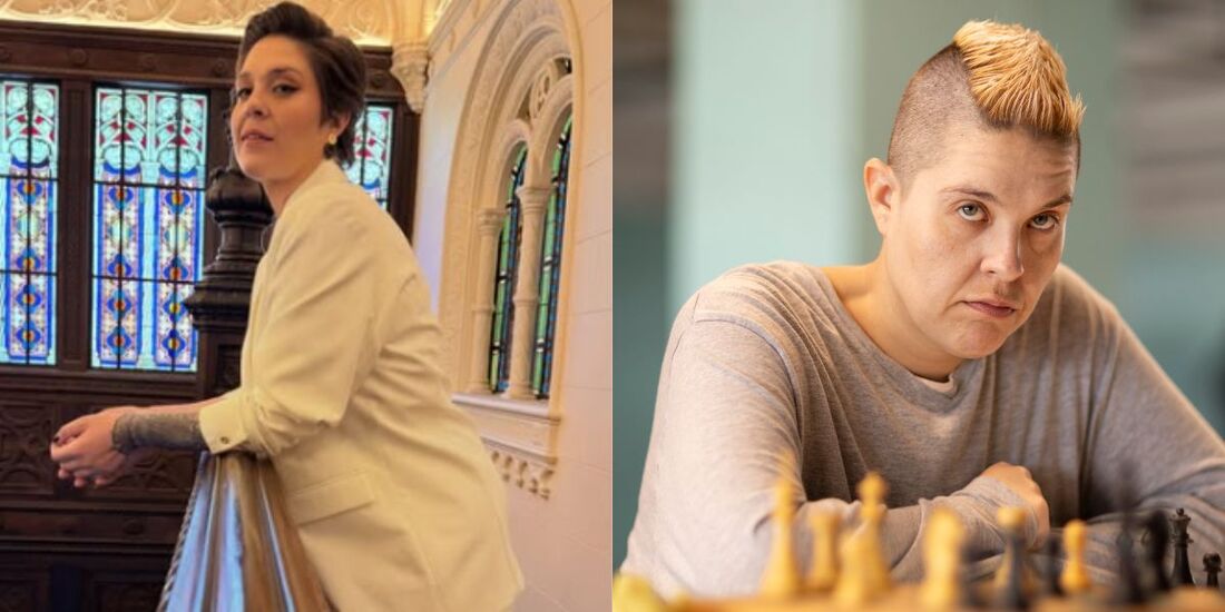 A atriz Letícia Rodrigues antes e depois de viver Sandrão em "Tremembé"