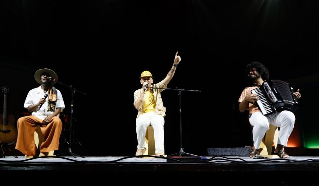 Da esquerda para a direita: Jota.pê, João Gomes e Mestrinho se apresentaram para um Classic Hall lotado