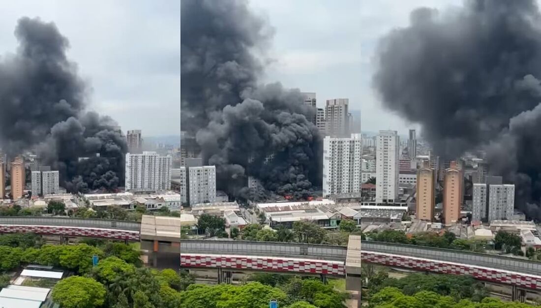 Galpão no Brás foi atingido por incêndio na tarde desta sexta-feira, 14 