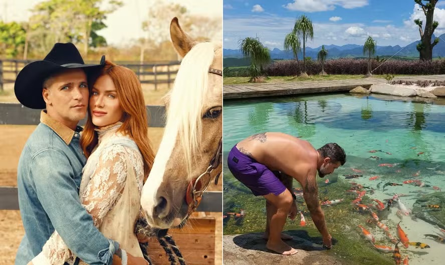 Bruno Gagliasso e Giovanna Ewbank tem lago particular e vista para a serra