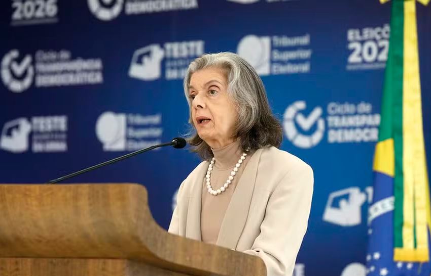 A presidente do TSE, ministra Cármen Lúcia, durante lançamento do teste dos sistemas eleitorais