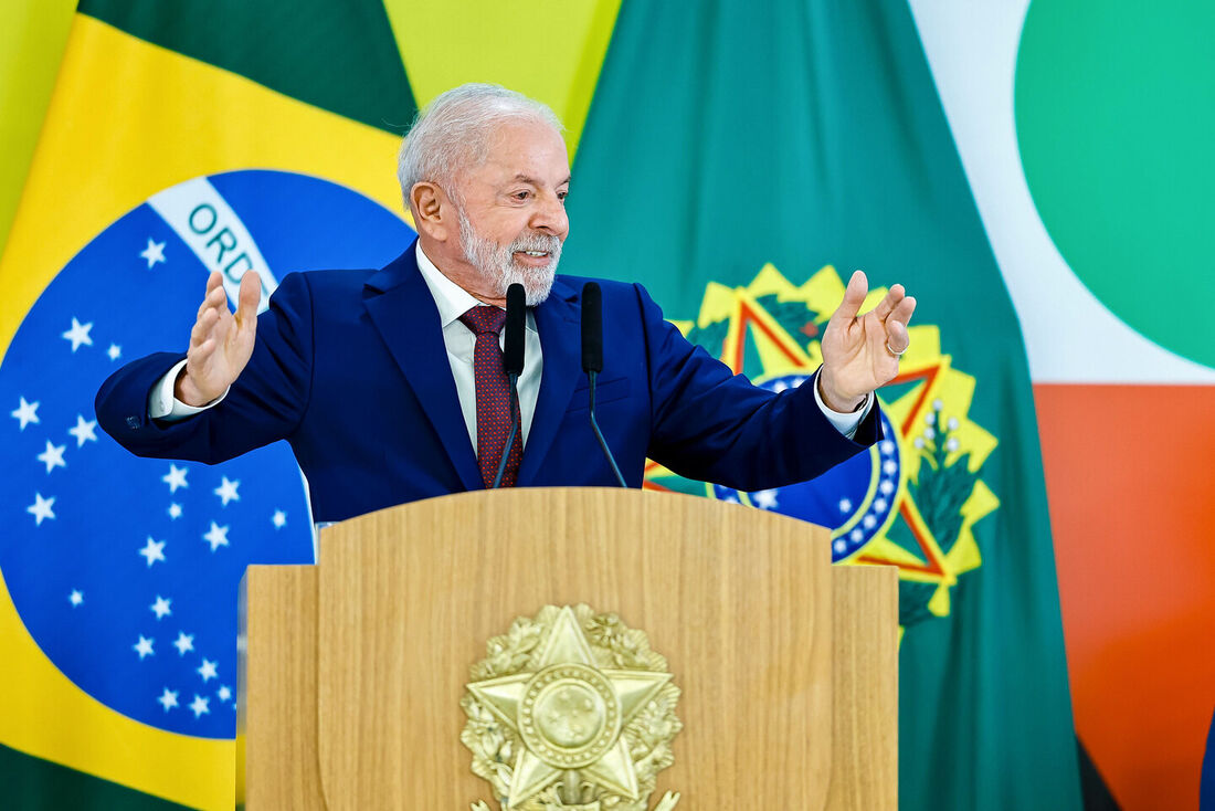 Presidente Lula, durante conversas com jornalistas em Brasília