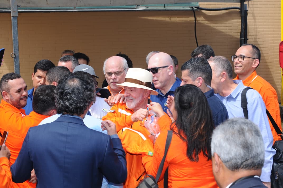 Cerimônia de anúncio da ampliação da capacidade operacional da Refinaria Abreu e Lima, no Porto de Suape, com a presença do presidente Lula.