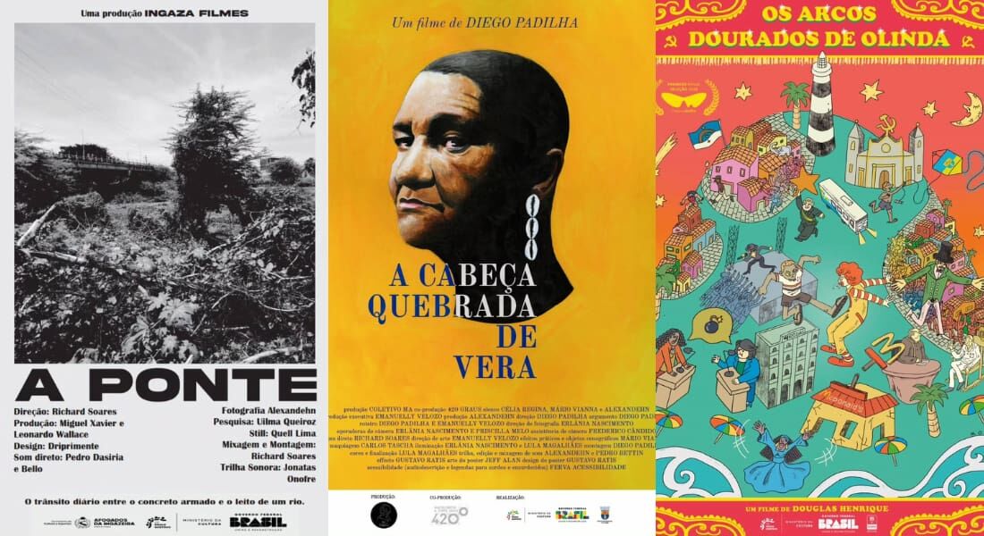 Cartazes de filmes da "Mostra itinerante ritmos e cenas", na programação deste final de semana, em Ouro Preto, Olinda