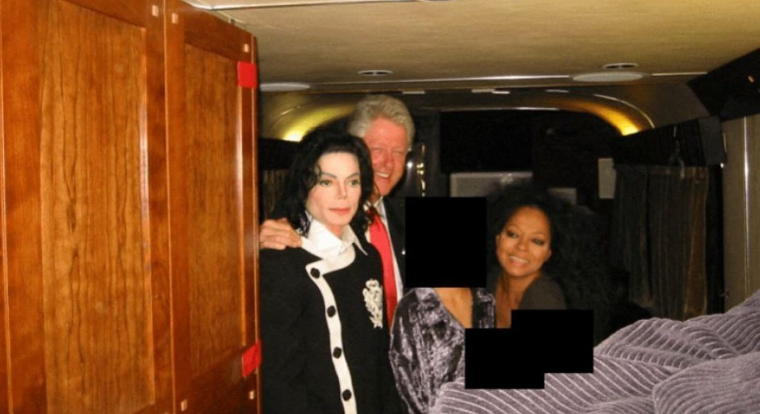 Bill Clinton, com os cantores Michael Jackson e Diana Ross em um local não divulgado