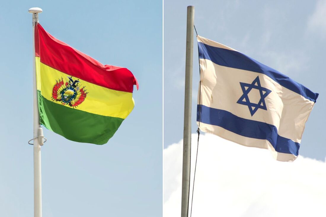 Bandeiras da Bolívia e de Israel