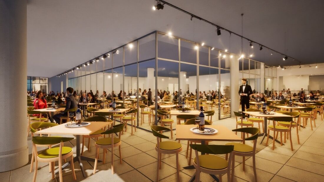 Projeção do futuro restaurante do Sesc Piedade