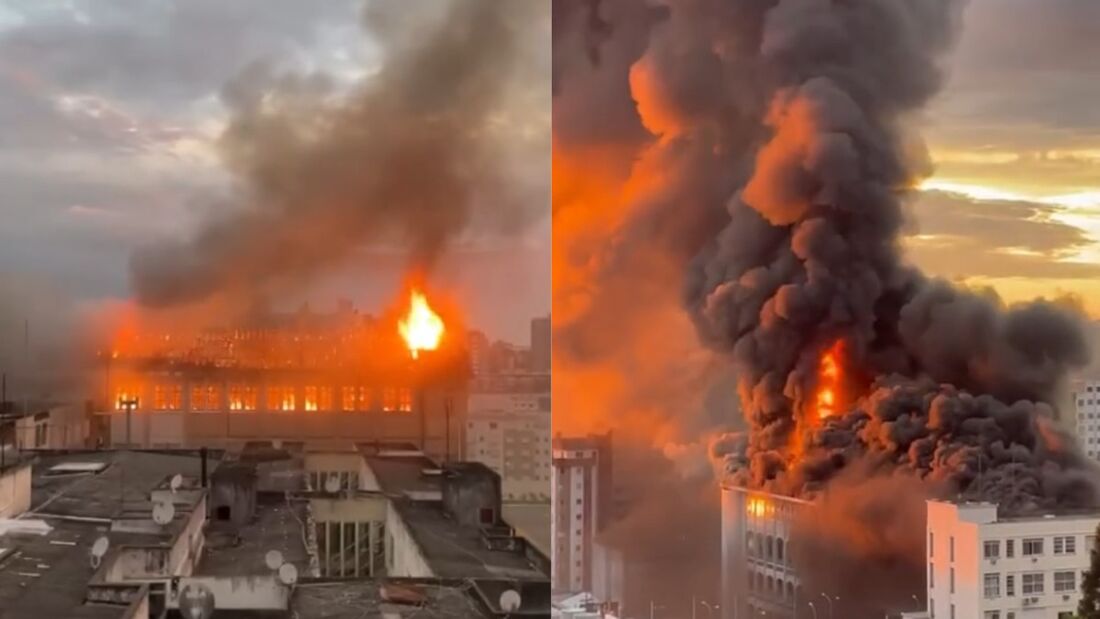 Incêndio de grandes proporções atinge colégio centenário em Santa Maria (RS)