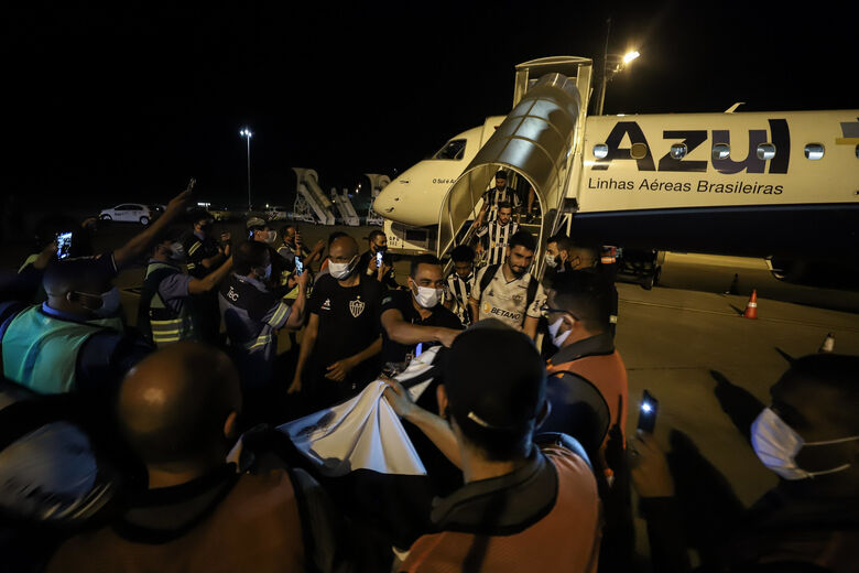 Chegada dos jogadores do Atlético-MG em Belo Horizonte. Foto: Pedro Souza/Atlético