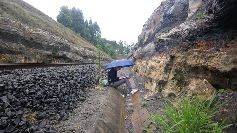 A descoberta, feita durante uma pesquisa de doutorado da estudante do Programa de Pós-Graduação em Geologia da UFPR Thammy Ellin Mottin (Foto: Divulgação)