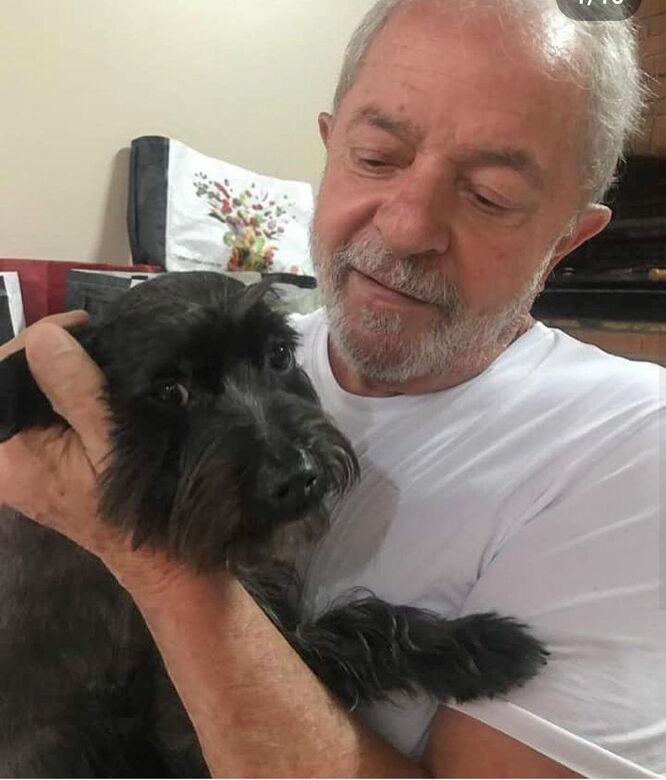 Lula e sua cachorra Resistência (Foto: Reprodução)