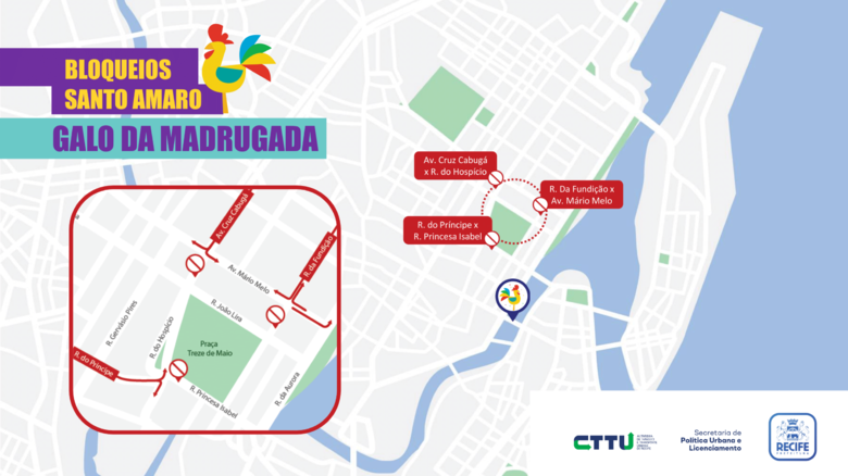 No sábado (18), a partir das 6h, haverá, ainda, bloqueios no bairro de Santo Amaro