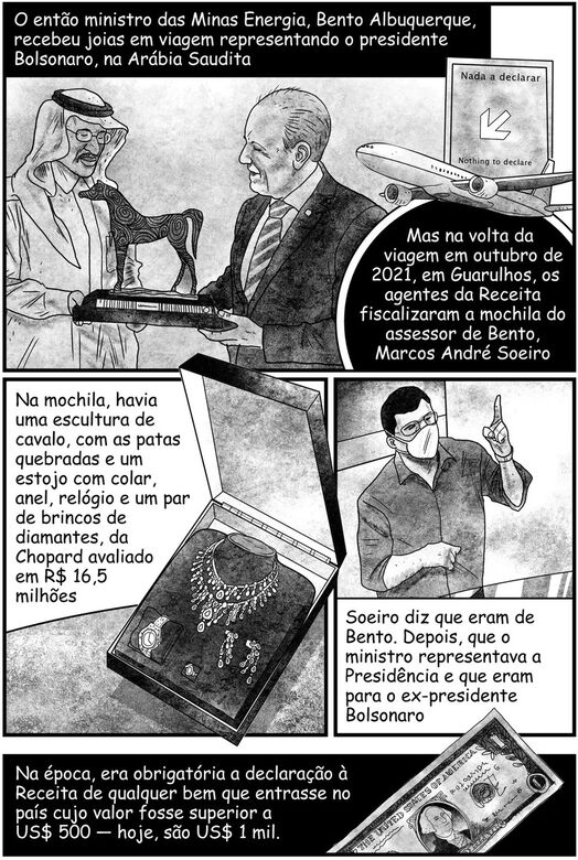 Quadrinho sobre as joias das Arábias // Ilustração: André Mello