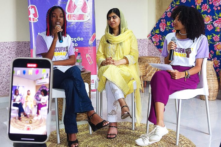 Malala, durante sua visita a projeto no Cabo do Santo Agostinho, Região Metropolitana do Recife. Foto:Rafael Negrão/CMC