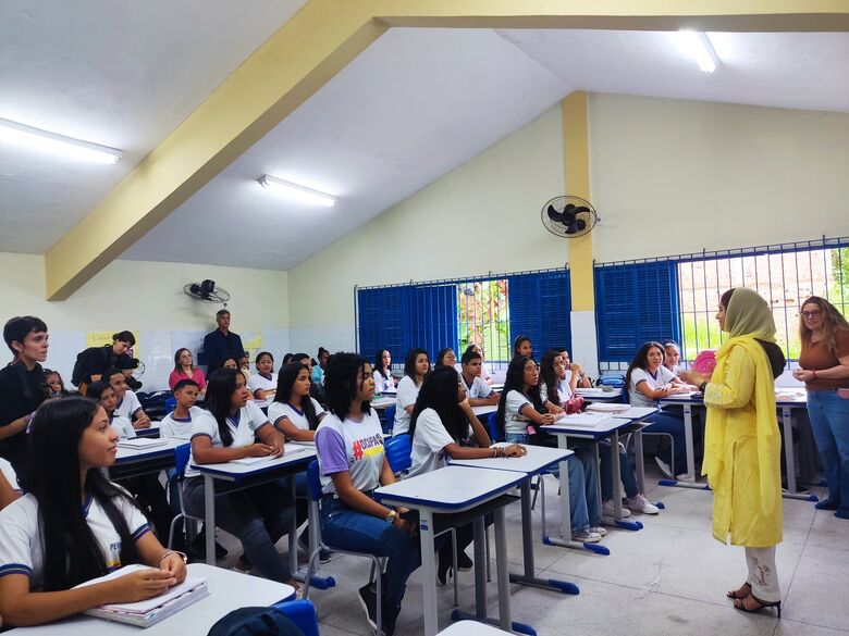 Malala, durante sua visita a projeto no Cabo do Santo Agostinho, Região Metropolitana do Recife. Foto:Rafael Negrão/CMC