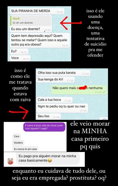 Como o tenista Thiago Wild tratava a ex-mulher: xingamentos, humilhação e ameaça. Veja prints // Foto: Reprodução
