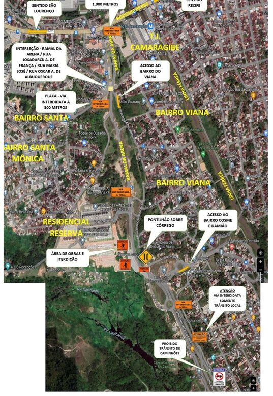 Desvios serão feitos pela UR-7 e pelo Bairro de Viana. Foto: Divulgação