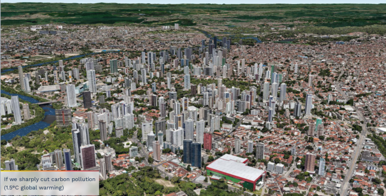 Casa Amarela com aumento de 1,5ºC na temperatura média global (Foto: Reprodução/Climate Central)
