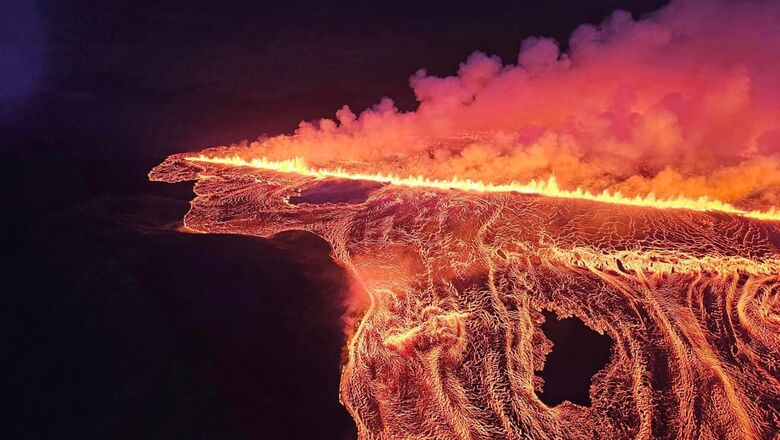 Erupção vulcânica na Islândia (Foto: Public Defense Department of the State Police/AFP)