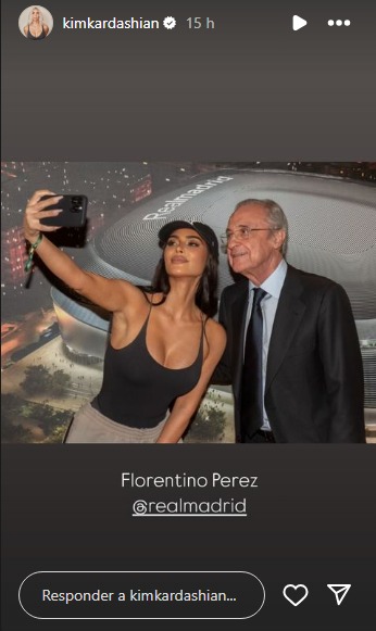 Kim Kardashian com Florentino Pérez. Foto: Reprodução/Redes sociais