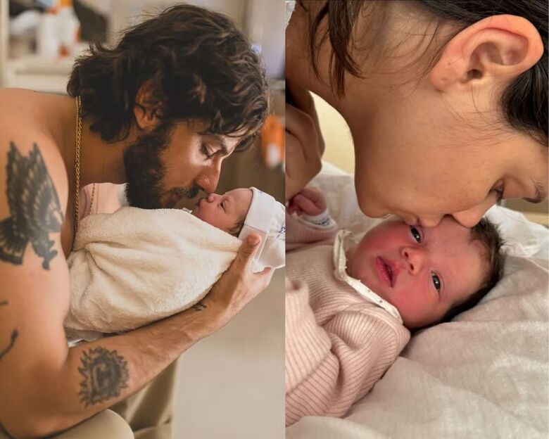 Chay Suede e Laura Neiva postam fotos com a filha recém-nascida, Ana  Foto: Reprodução/Instagram