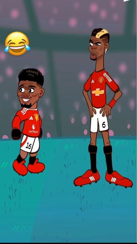 Caricatura de Pogba e Diallo vestindo a camisa do Manchester United. Foto: Reprodução/Instagram
