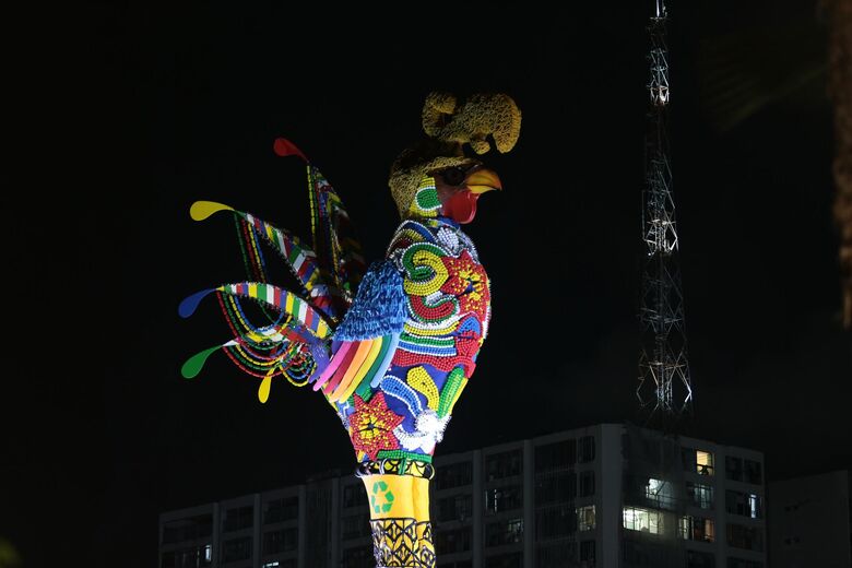 Galo Gigante foi erguido na noite desta quarta-feira (26) | Foto: Rafael Melo/Folha de Pernambuco