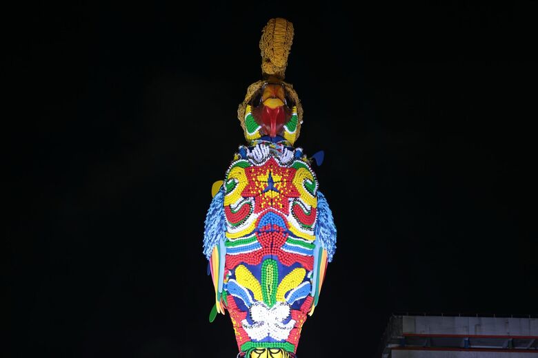 Galo Gigante foi erguido na noite desta quarta-feira (26) | Foto: Rafael Melo/Folha de Pernambuco