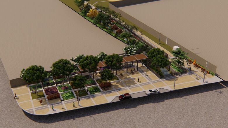 Vista de cima do projeto do Parque da Tamarineira, que terá um novo acesso através da Avenida Norte. Foto: Prefeitura do Recife/Divulgação