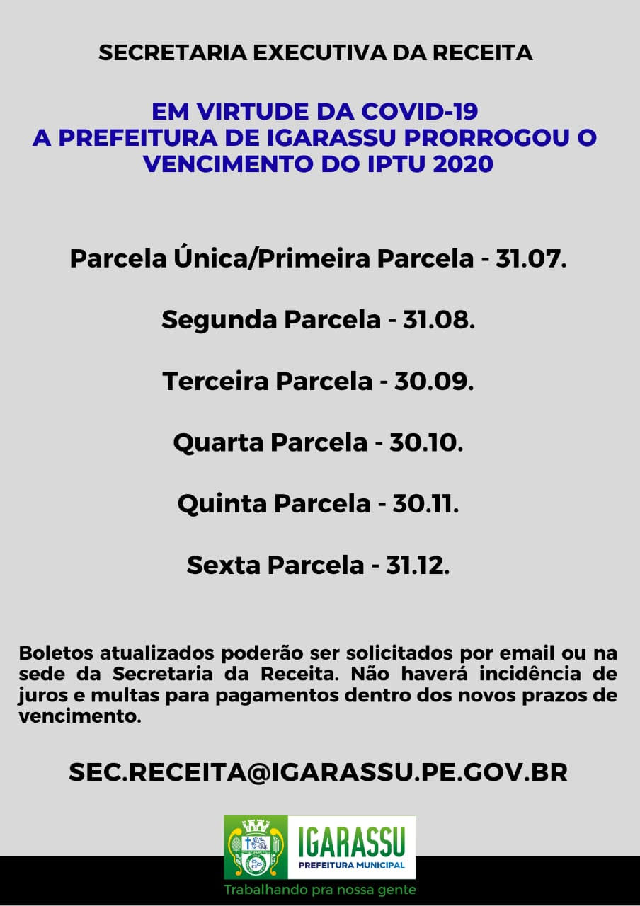 Tabela de pagamento do IPTU